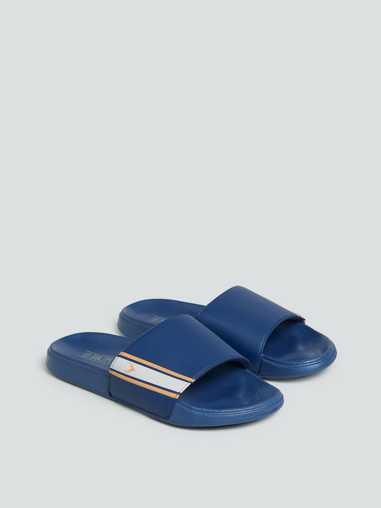 SOLEPLAY Indigo Faux-Leather Pool Slides